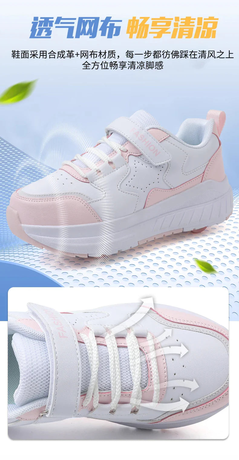 Kids Roller Skate Shoes Fashion Casual Sports Children 4-Wheels Sneakers for Boys and Girls Gift Nice Footwear
