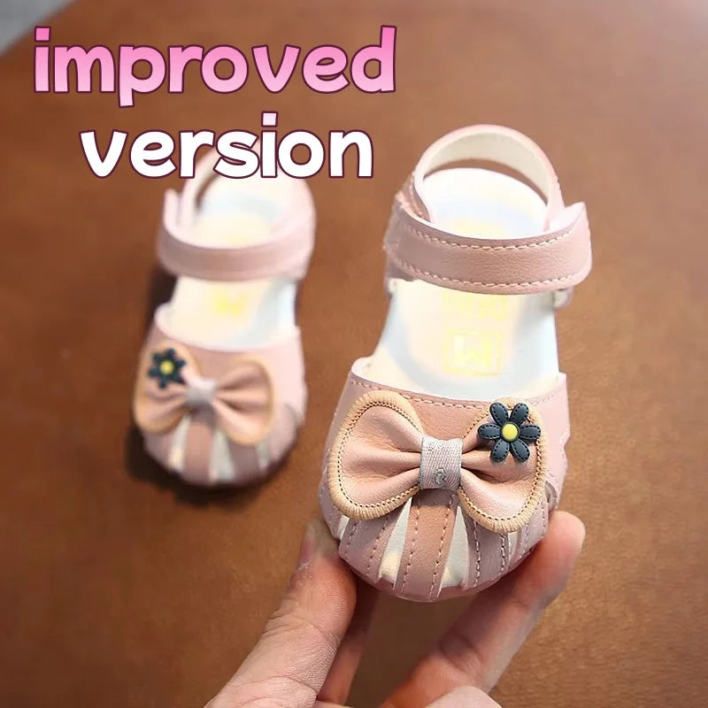 Kids Summer Sandals Todler Girl Shoes Bow Baby Girl Sandal 0-3 Years Beige Pink