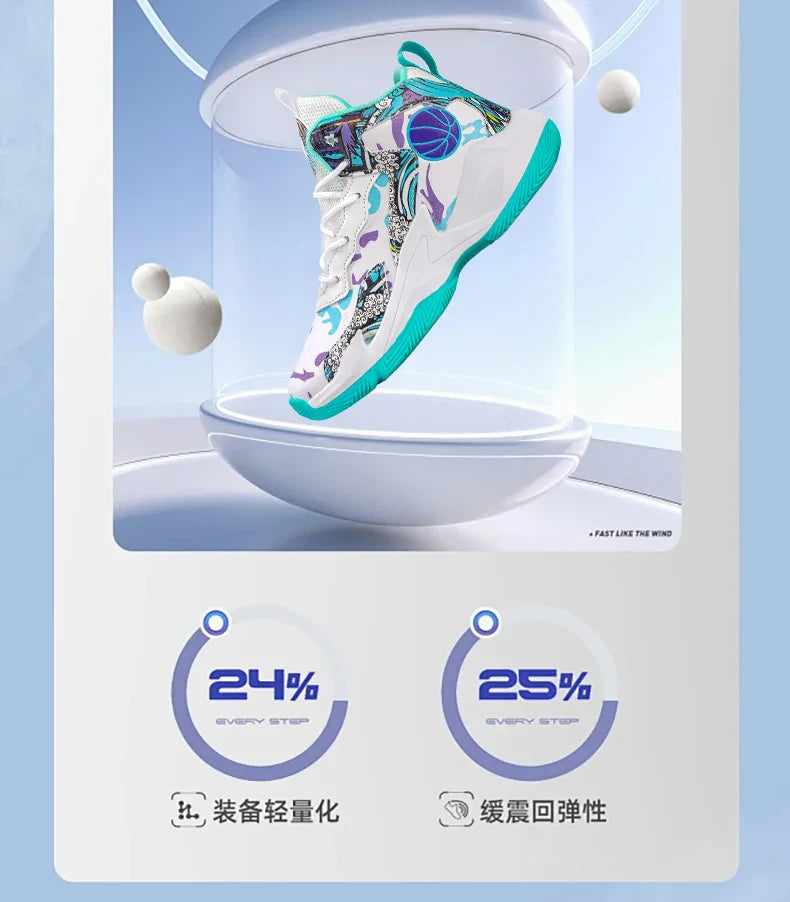 Fashion Basketball Shoes for Kids High-top Sneakers Children Casual Sports Shoes Ankle-protected Anti-slippery Gym Trainers Boys
