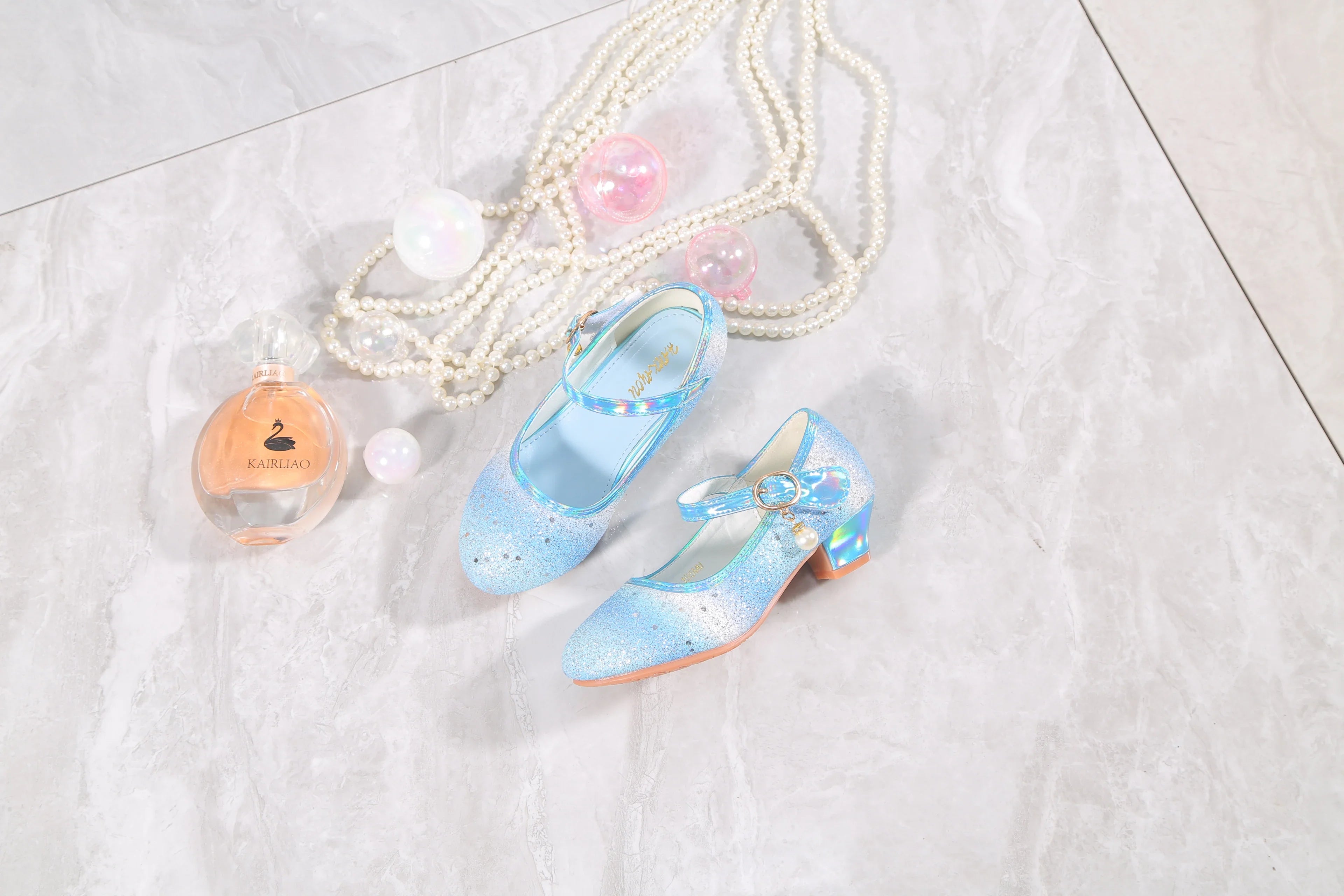 YUNICUS Girls High Heels Princess Shoes Students Children's Single Shoes Little Girl Performance Sequins Glitter Leather Shoes