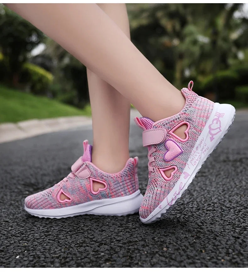 2025 Girls Casual Shoes Children Light Mesh Sneakers Kids Summer Autumn Tenis Cute Sport Cartoon Running Sock Footwear Female