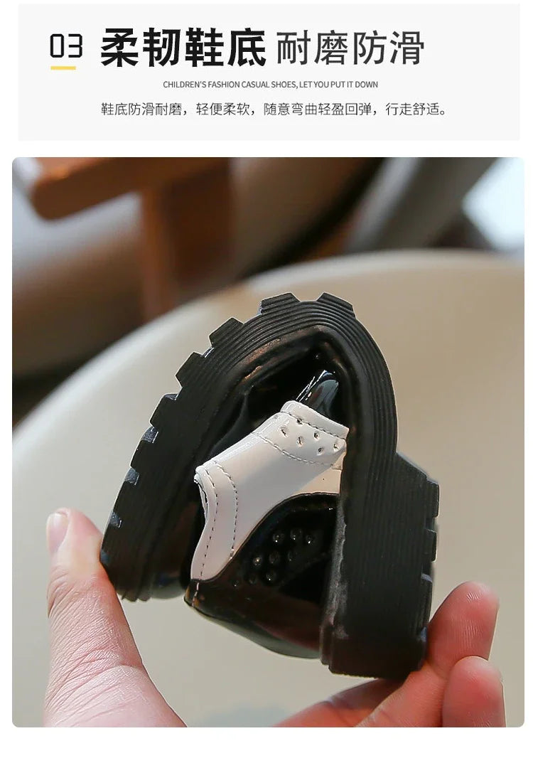 Boys Girls Fashion Leather Shoes 2025 Children New Style Oxfords Kids Flats for Baby School Party Formal Wedding Leather Shoes