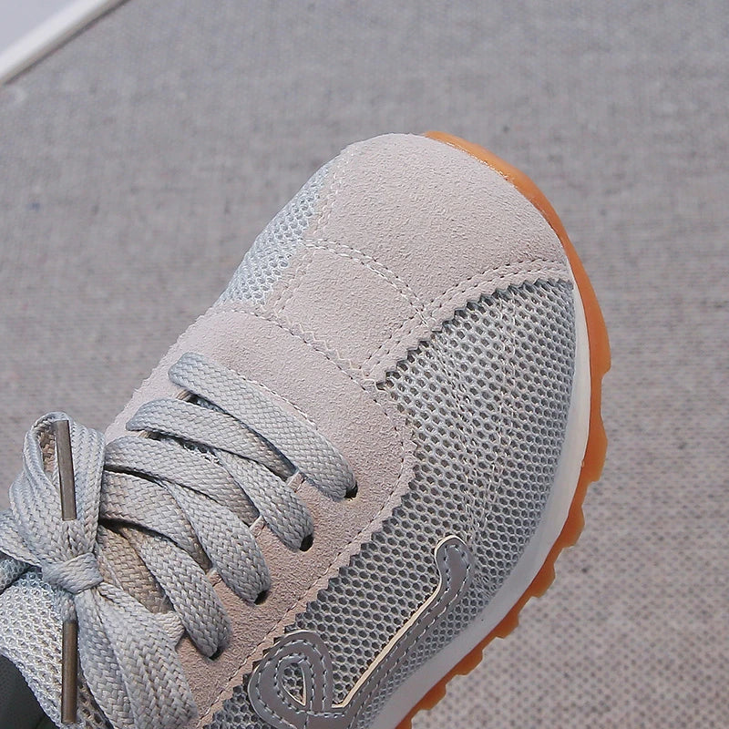 Children's Sneakers 3-18 Years Old Four Seasons Yellow Breathable Boys Girls Casual Shoes Gray Soft Non-slip Kids Running Shoes