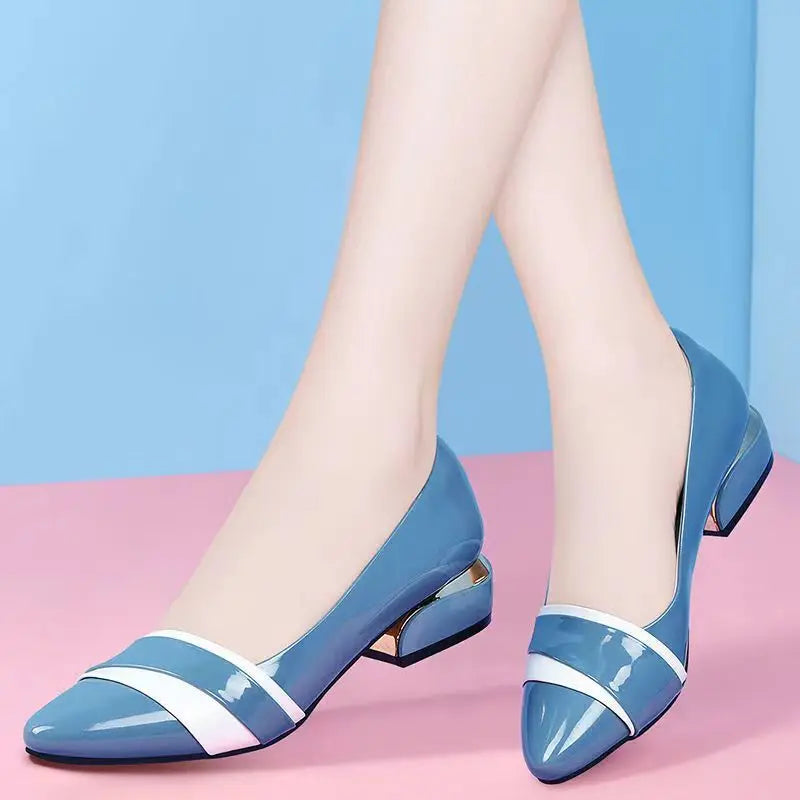 Woman Pumps Office Shoes For Women Pointed Toe Square Heels Low Heel Elegant Luxury Leather Casual Stylish With Premium A