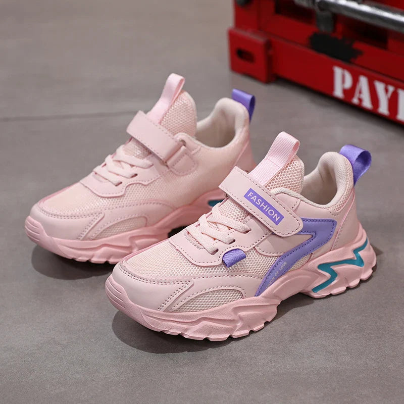 Girl's Fashion Sneakers Lovely Girls Sneaker Outdoor Breathable Mesh Flat Sport Shoes Kids Casual School Walking Shoe Antislip