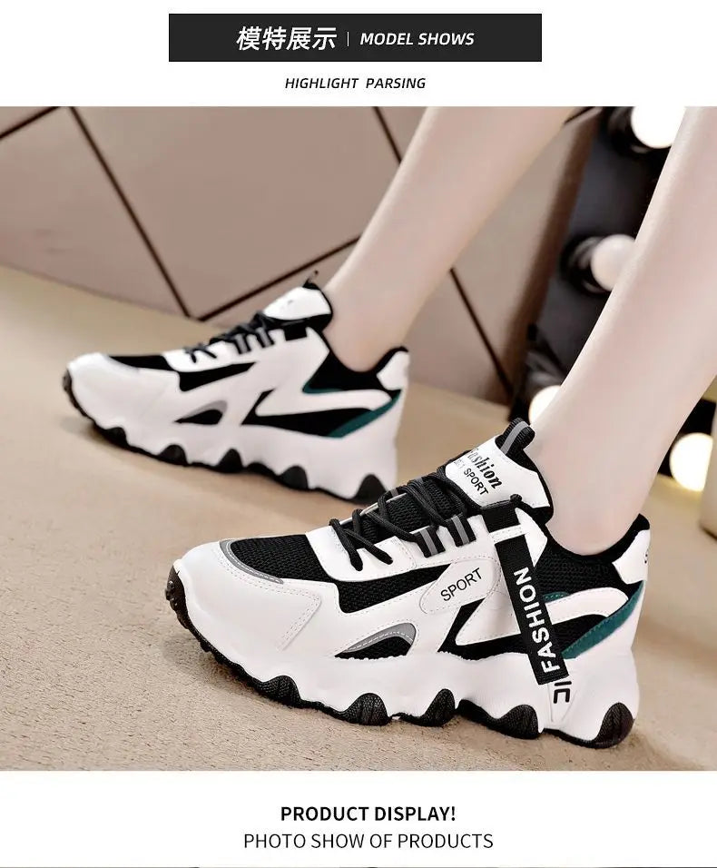 Zapatillas Mujer Sneakers Trendy Mesh Platform Sneakers Leather Shoes Breathable Socofy Casual Sports Shoes Women Flats2024