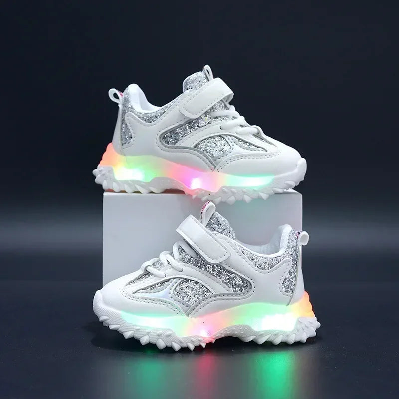 2025 Summer Sneakers Kids Fashion Girls LED Light Shoes Letter Mesh Breathable  Luminous Shoes Casual Sports Shoes Boys Shoes
