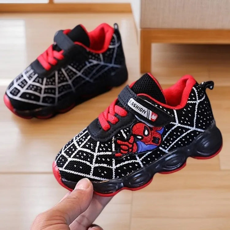 2025 New Boys Breathable Lighted Sneakers Spiiderman Children's  Luminous Shoes Student Teenager Sport Shoes Kids Casual Shoes