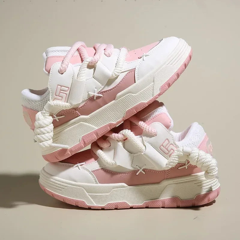 Trendy Women's Men Chunky Sneakers Versatile Casual Thick Soled Board Shoes Female Little White Shoes Walking Shoe Hombre Mujer