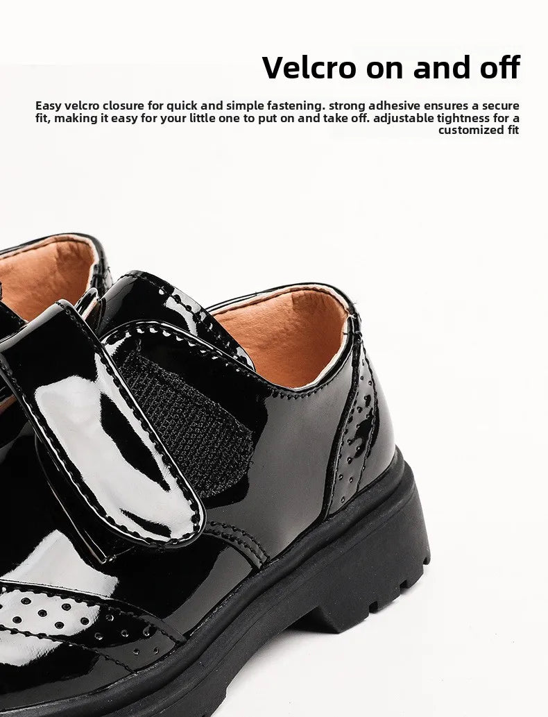 Boys Formal Shoes Girls Leather Shoes Black for School Party Wedding Lace-up Kids Oxfords Classic Fashion Soft 26-36 Breathable
