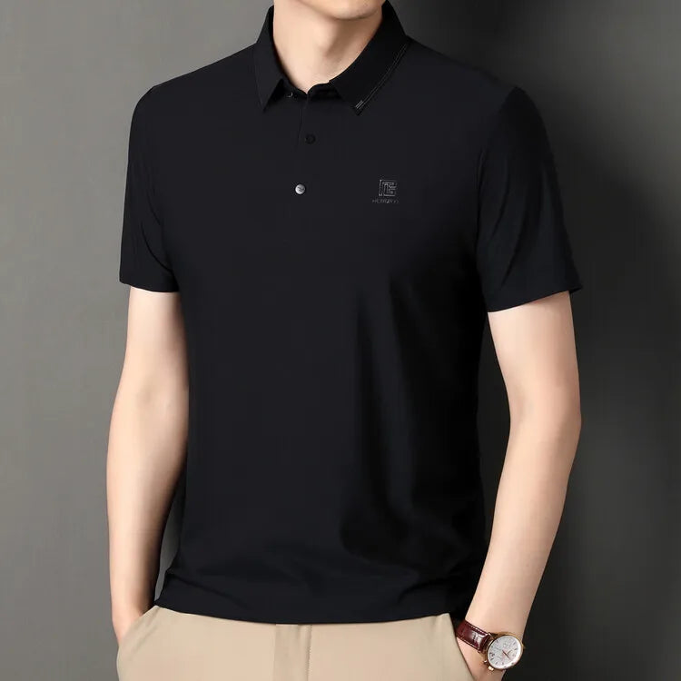 Gray Men's Cool Golf, Business Casual Polo Shirt，2024 Summer New Seamless T-shirt, Fashion Popular Lapel Short Sleeve
