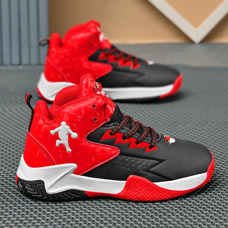 Fashion Basketball Shoes for Kids High-top Sneakers Children Casual Sports Shoes Ankle-protected Anti-slippery Gym Trainers Boys