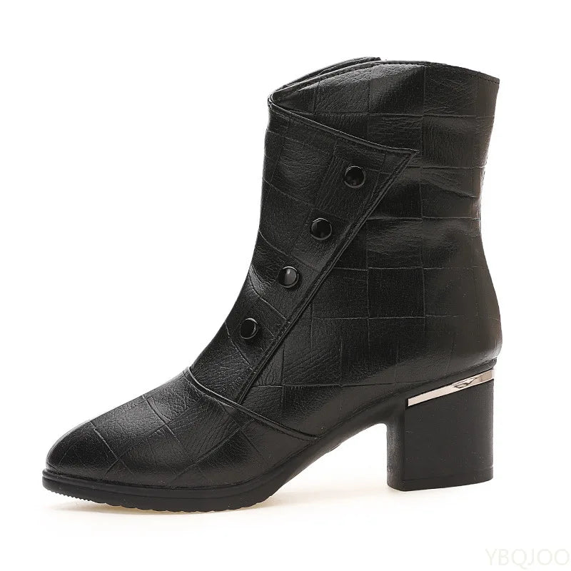 Elegant minimalist short boots women autumn winter fashionable versatile mid heeled soft soled women's shoes mid top boots