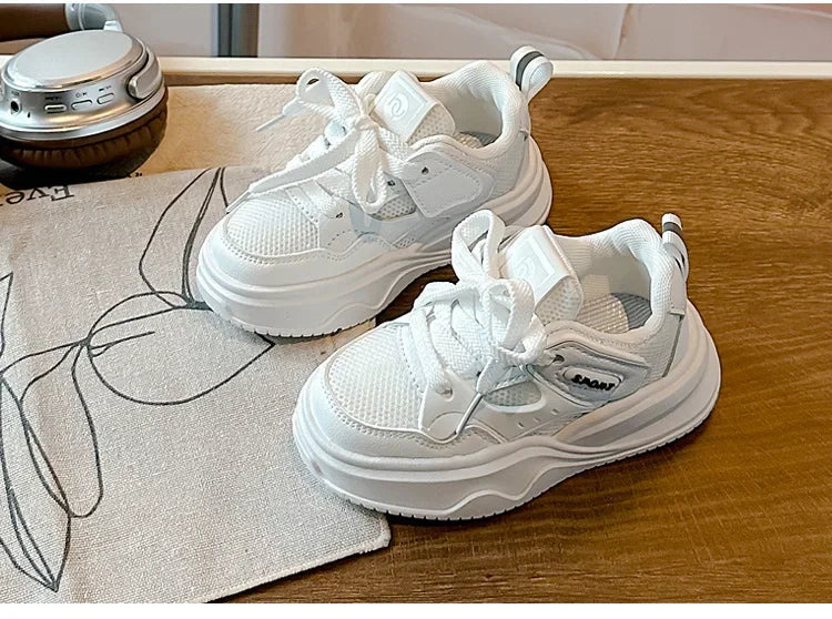 Students Sneakers Soft Sole Girls Running Shoes Mesh Breathable 2025 New Fashion Toddle Children Sports Shoes Non-slip Trendy