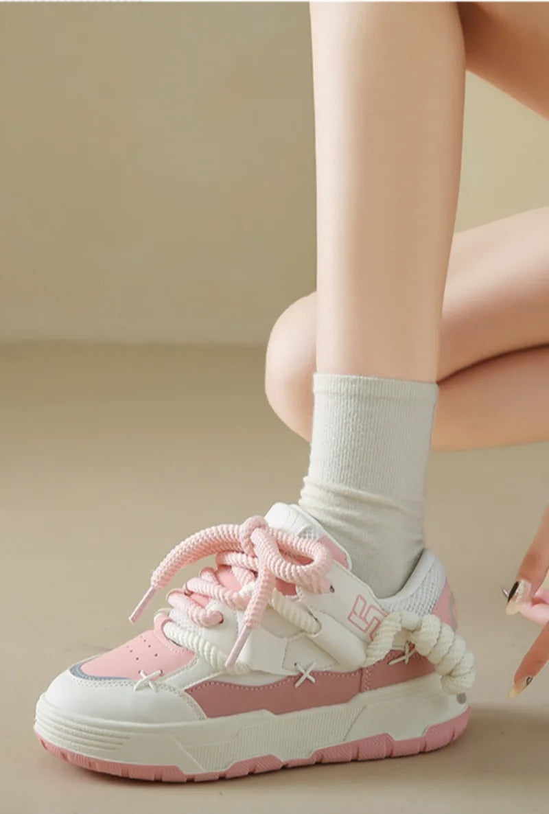 Trendy Women's Men Chunky Sneakers Versatile Casual Thick Soled Board Shoes Female Little White Shoes Walking Shoe Hombre Mujer