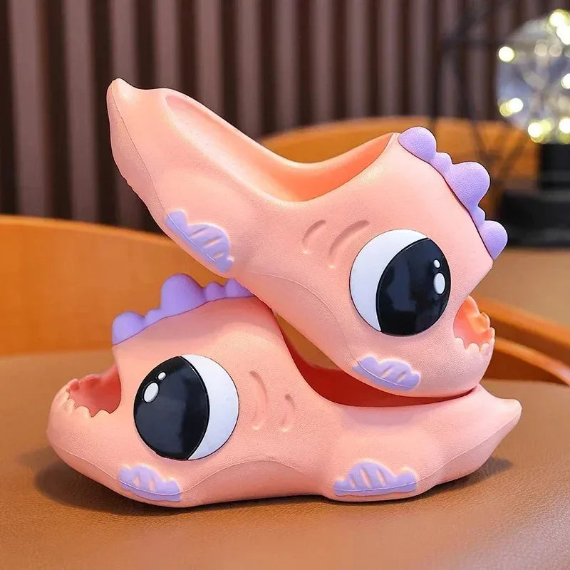 -Summer Aged 2-12 Children Slippers Cute Cartoon Dinosaur Beach Sandal For Kids Boys Girls Flip Flops Non-Slip Indoor Home Shoes