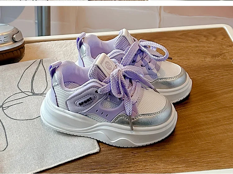 Students Sneakers Soft Sole Girls Running Shoes Mesh Breathable 2025 New Fashion Toddle Children Sports Shoes Non-slip Trendy