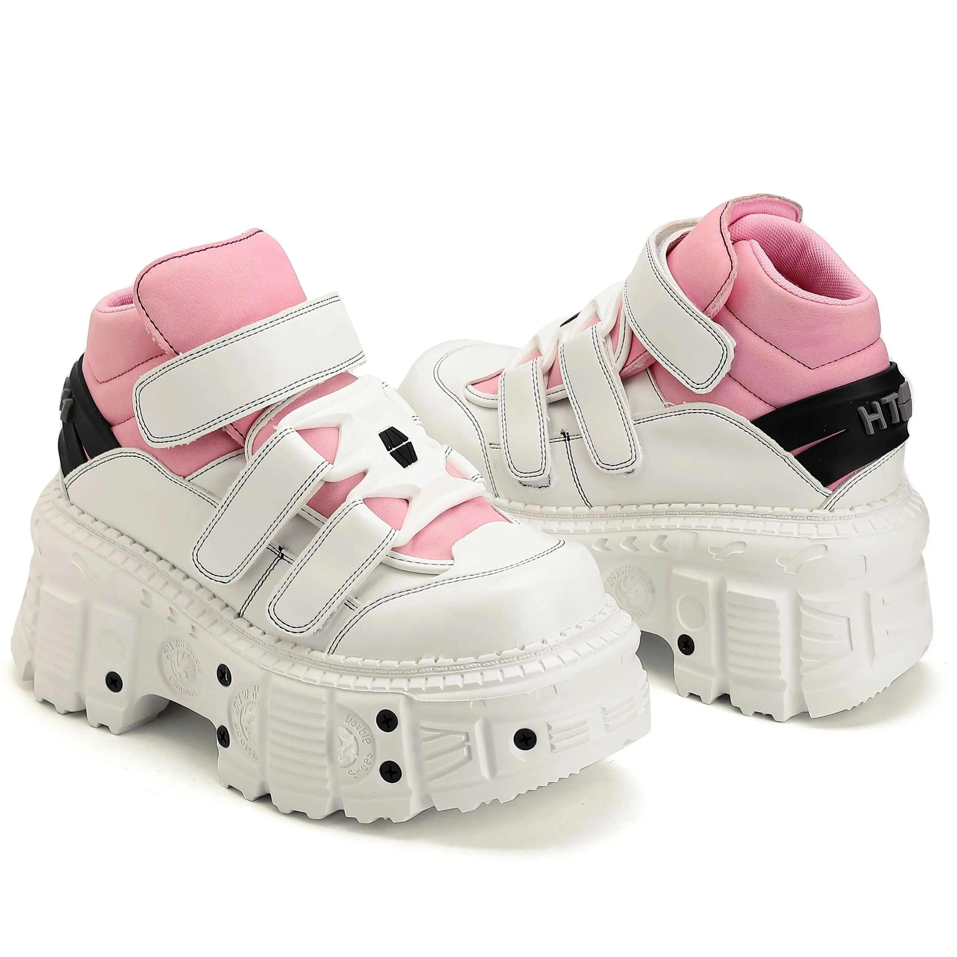2025  Woman Sneakers New Punk Style Women Shoes Gothic Ankle Rock Boots Lace-up Heel Height Platform Shoes Woman Metal Decor