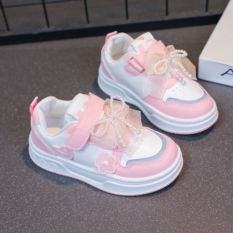 Girls Athletic Shoes Lightweight Princess Casual Sneakers Non Slip Soft Sole Toddler Kids School Tennis Fashion Shoes for Girls