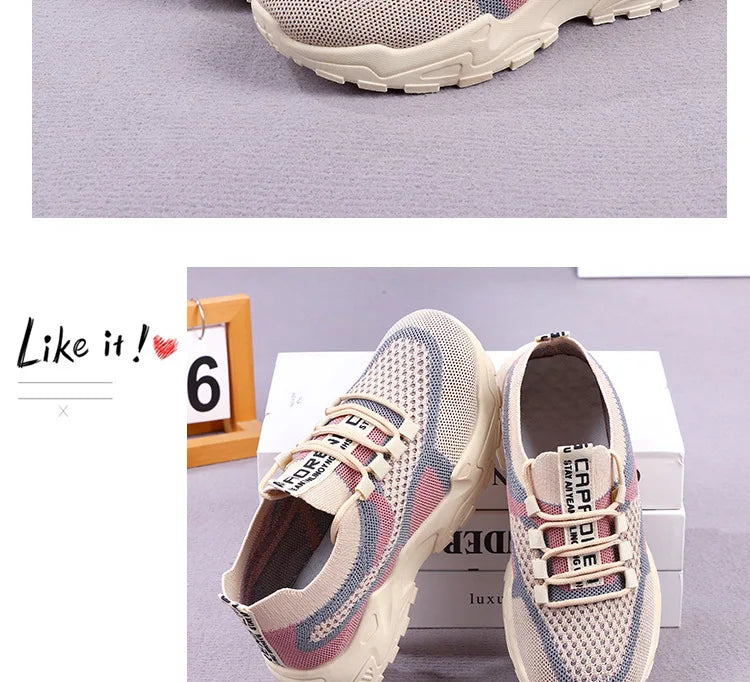 Chunky Sneakers 2025 Women's Casual Shoes Spring And Autumn Air Mesh Breathable Sports Shoes For Women's Soft Sole Running Shoes