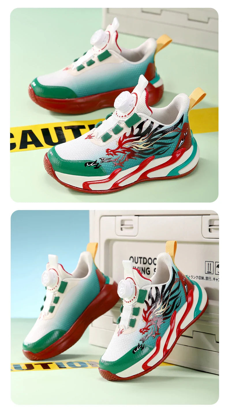 2025 New Children's Casual Sneakers Fashion Rotary Buckle Sports Shoes Kids Running Sneakers Spring Comfortable Boy Trainers