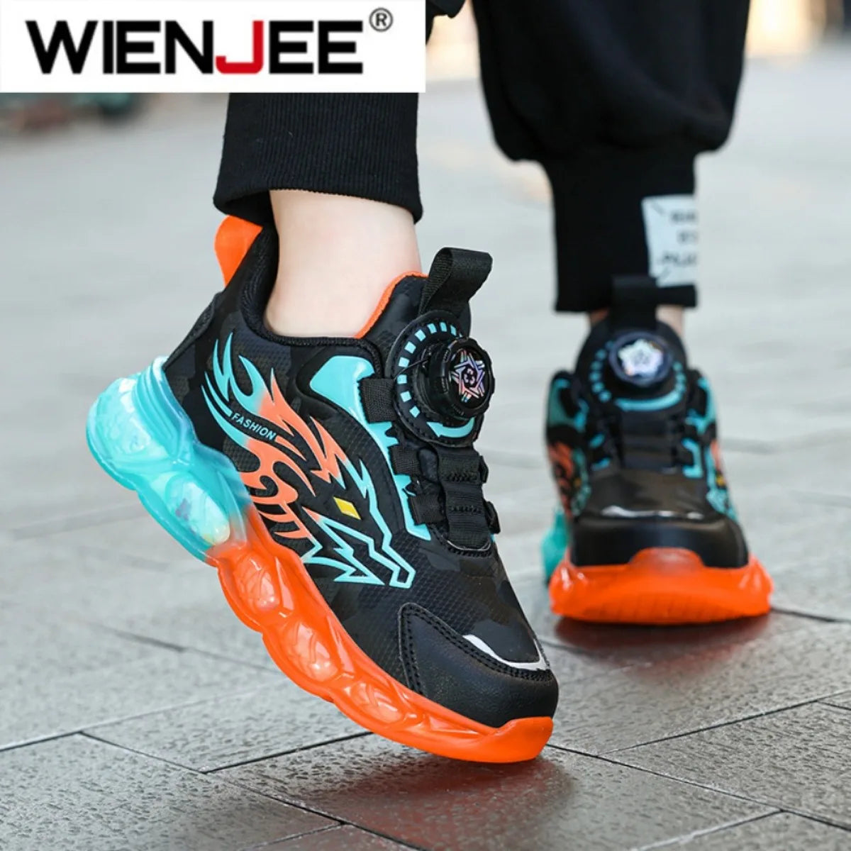 New Anti-skid Leather Kids Sneakers for Boys Running Walking Lightweight Casual Shoes With Fashion Dragon Pattern Shoes