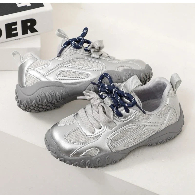 Boys Girls Skate Sneakers 2025 New Autumn Toddler Walking Shoes Soft Sole Non-slip Versatile School Outdoor Mountain Trainers