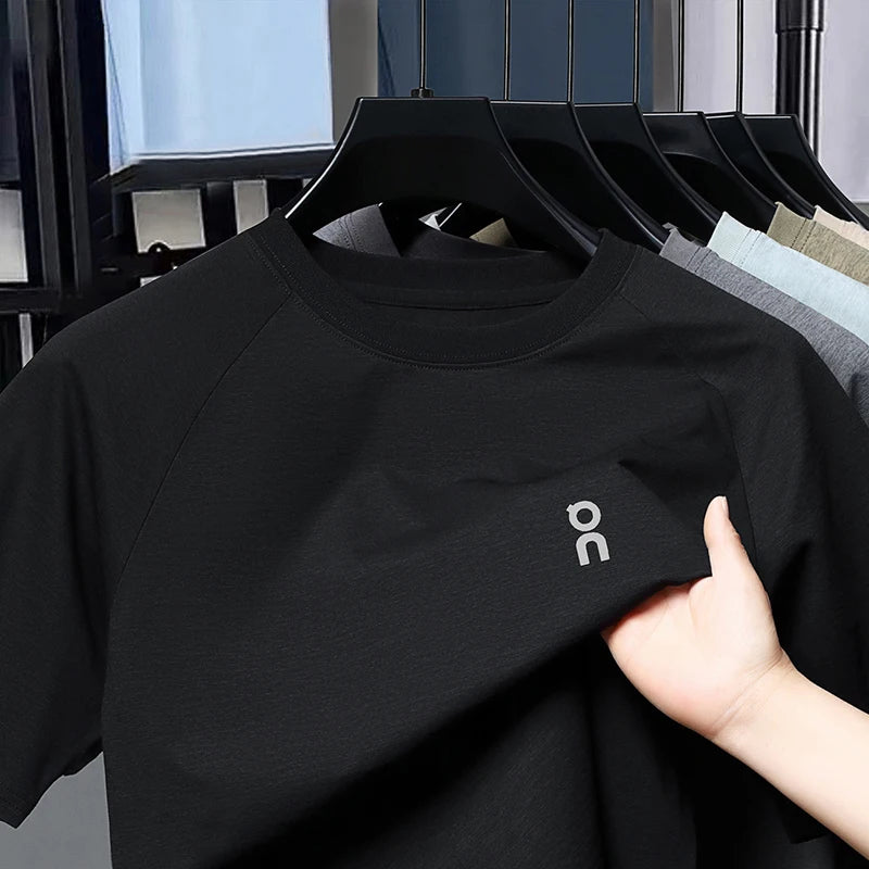 Men's Short Sleeve T-Shirt 2026 Summer New Lightweight Round-Neck Loose Fit Stretch Underwear for Middle-Aged and Young Adults