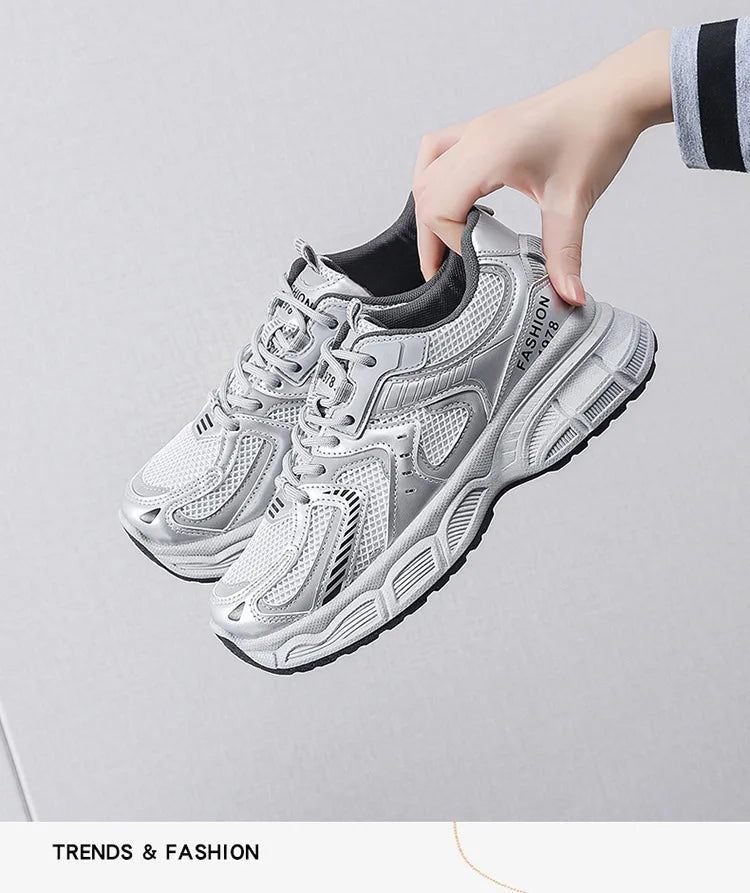 Women's Fashion Chunky Sneakers 2026 Spring Autumn New Platform Height Increase Shoes Comfortable Breathable Casual Sport Shoes