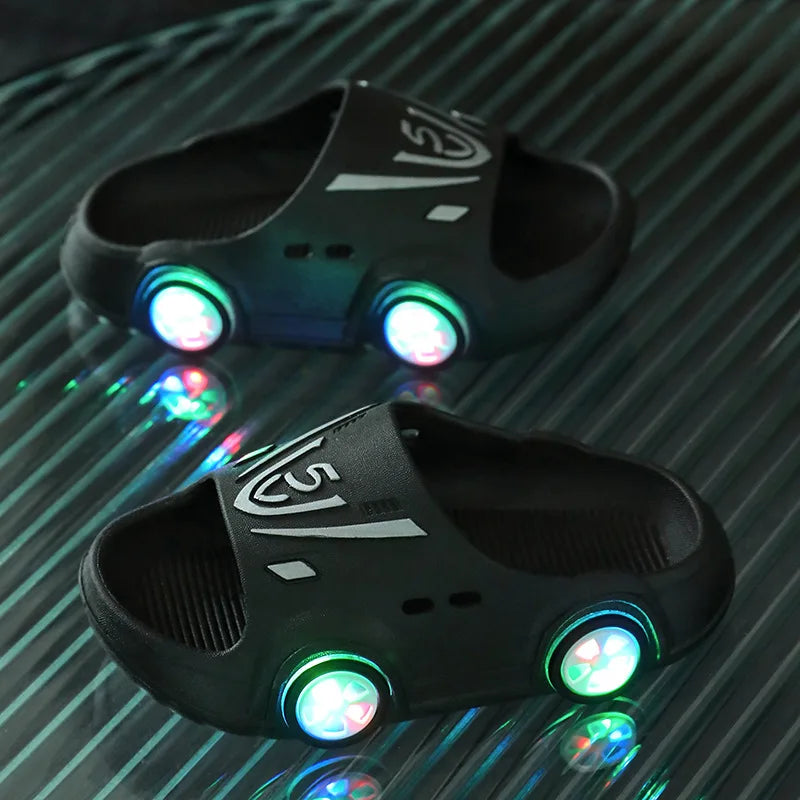 Child Summer Shoes LED Lights Slippers Boy Girl Luminous Slippers Baby Indoor Soft Bottom Sandals Kid Home Parent-child Sandals