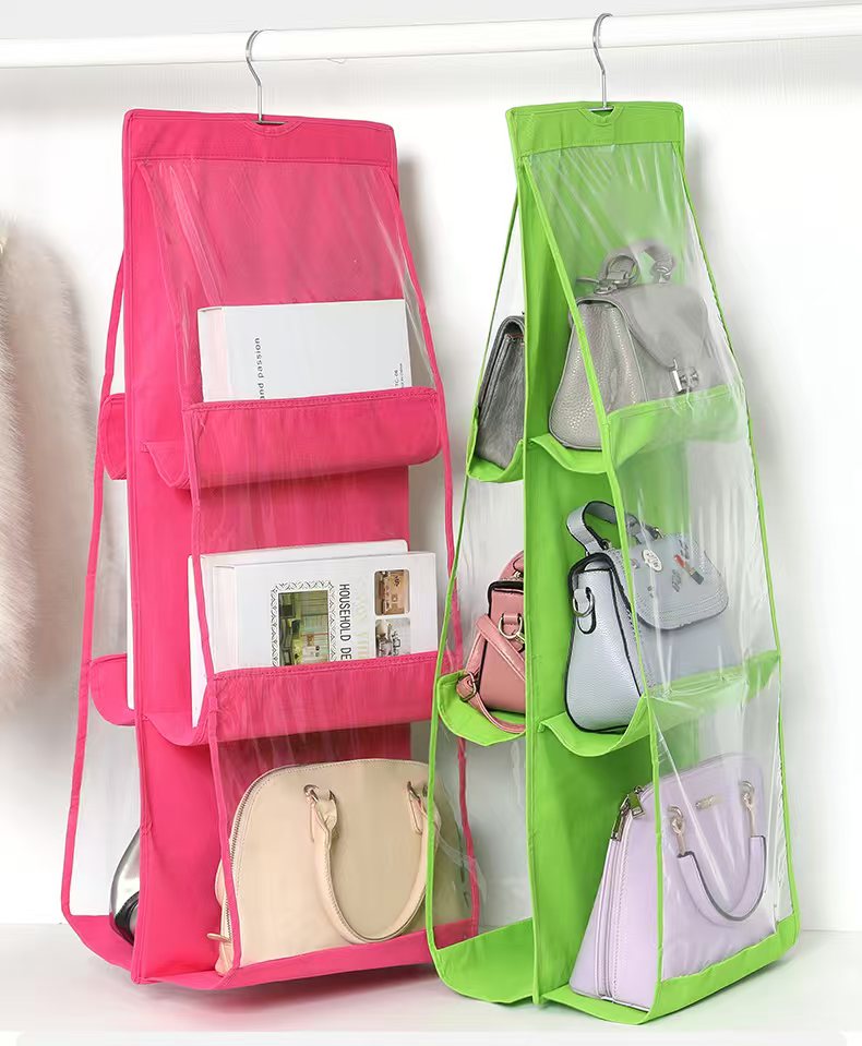 6 pocket dust-proof transparent hanging handbag organizer
