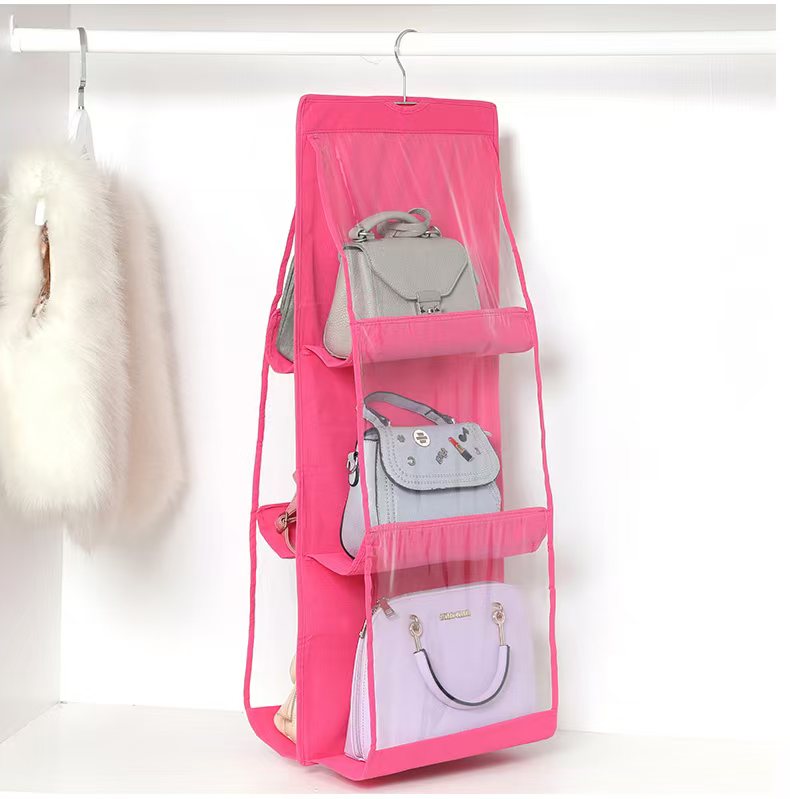 6 pocket dust-proof transparent hanging handbag organizer