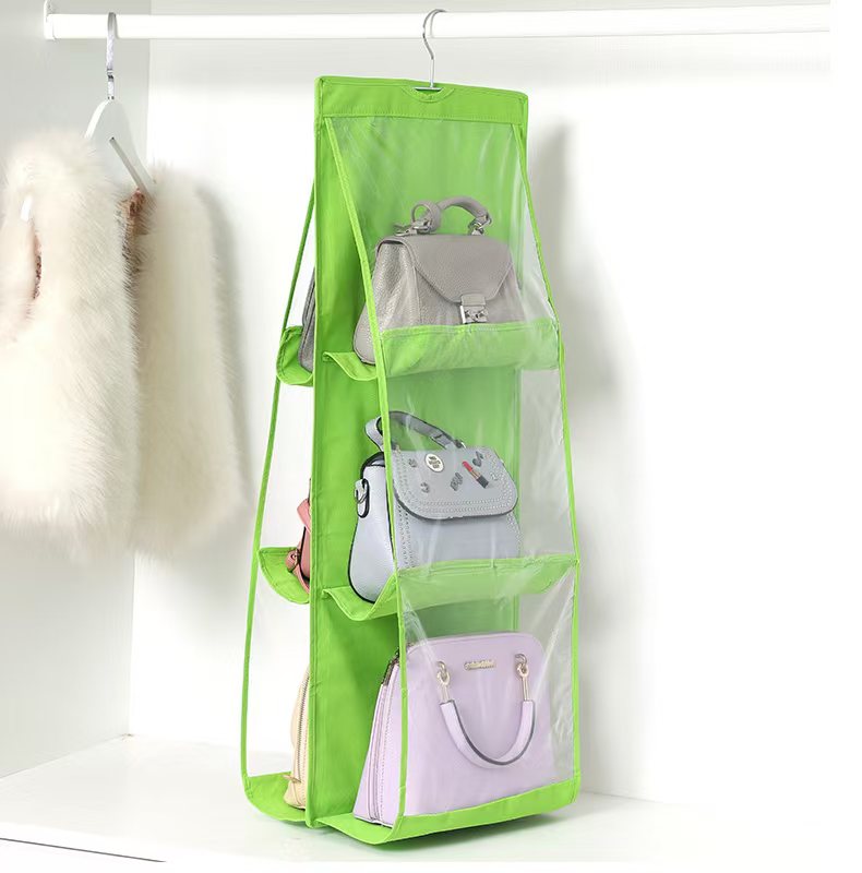 6 pocket dust-proof transparent hanging handbag organizer