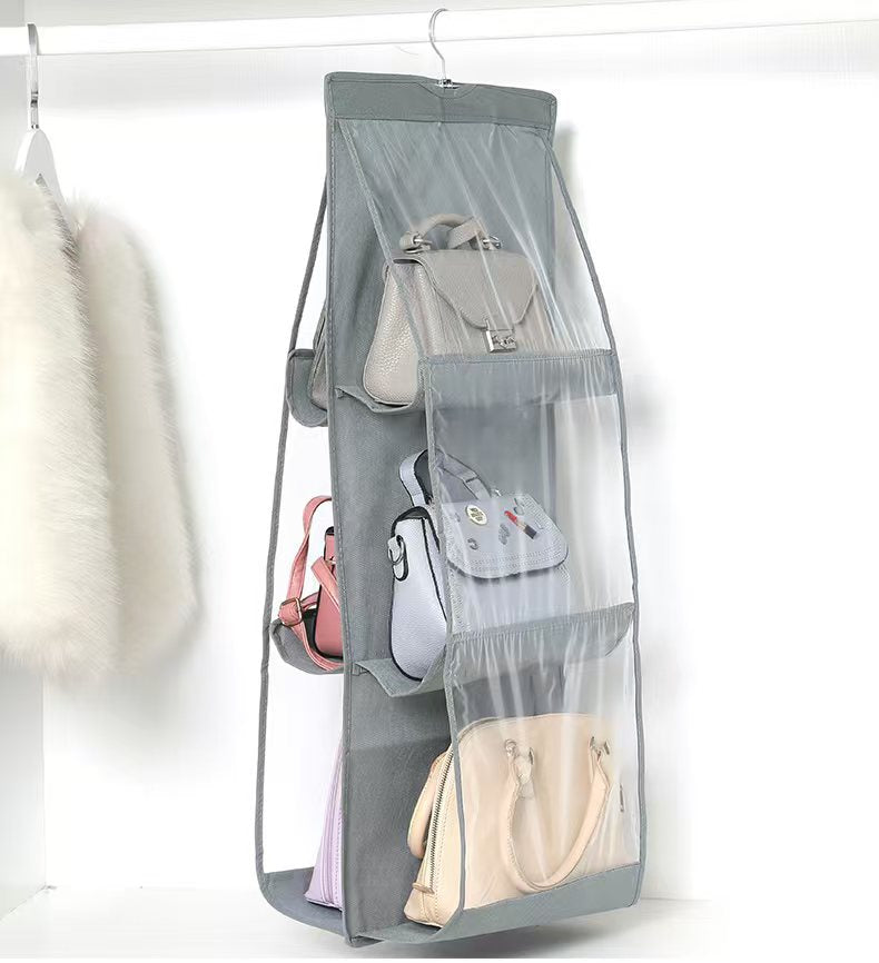6 pocket dust-proof transparent hanging handbag organizer