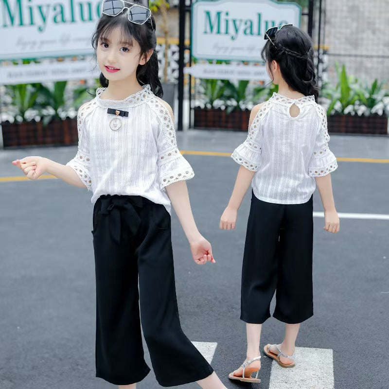 Angugu Girls Summer Suit  New Children's Clothes Foreign Style