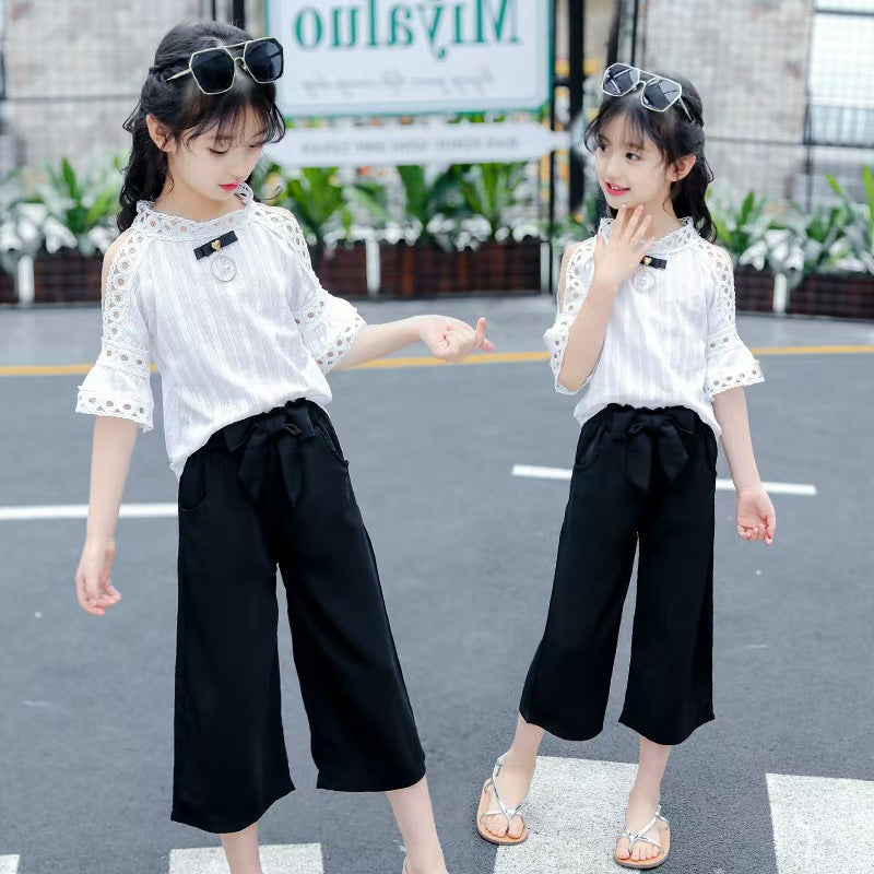 Angugu Girls Summer Suit  New Children's Clothes Foreign Style