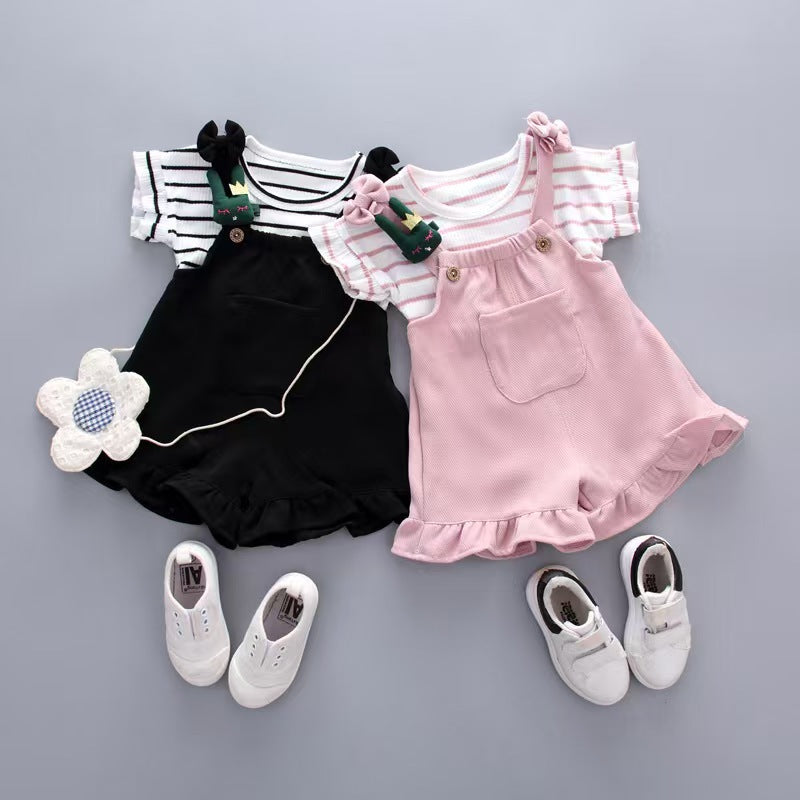 BibiCola Summer Girl Clothes Set Children Fashion Tops+Shorts 2PCS Tracksuit For Girls Kids Birthdys Clothing Suit Outfits
