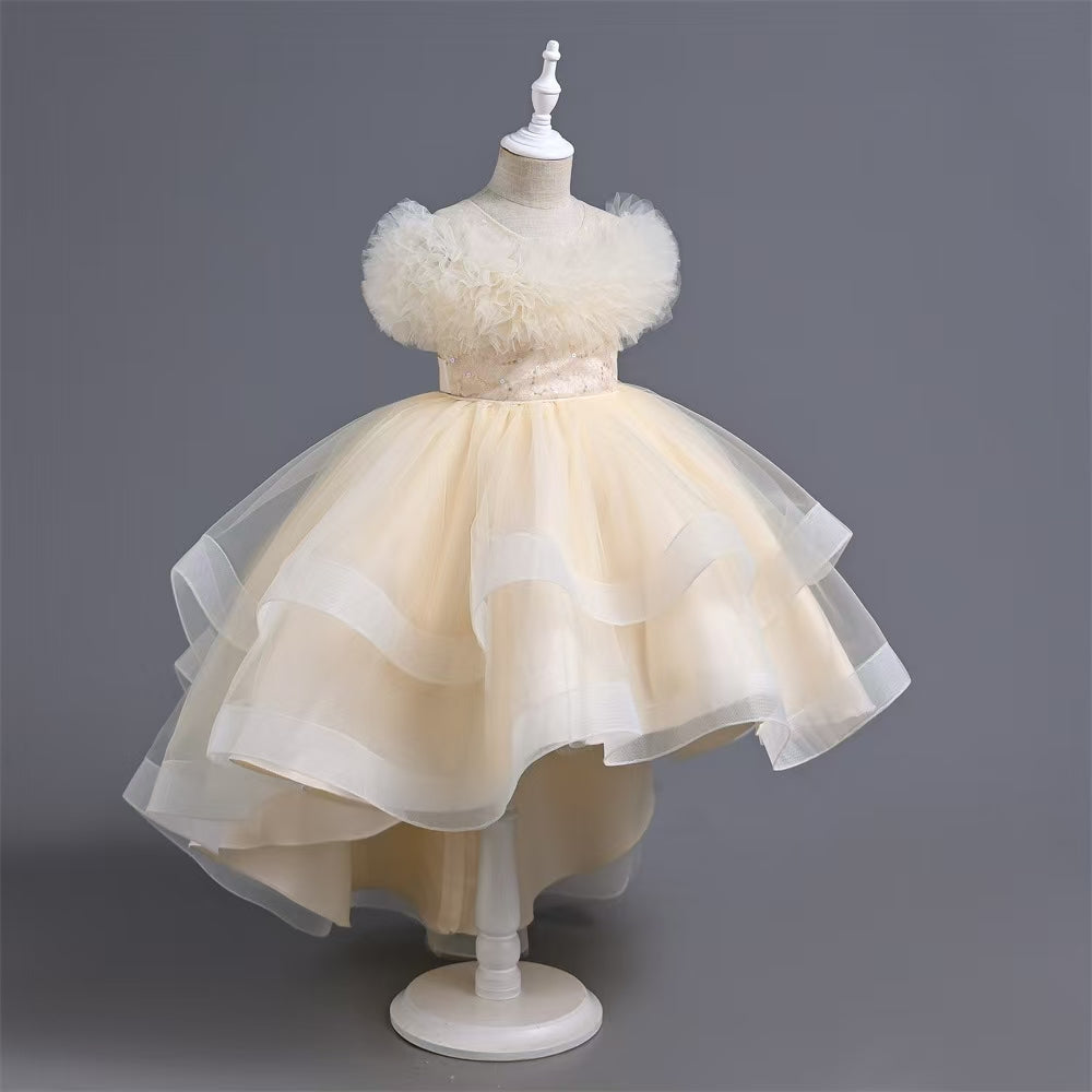 Children Summer Short Sleeve Girl Fairy Birthday Flower Dress (Available)