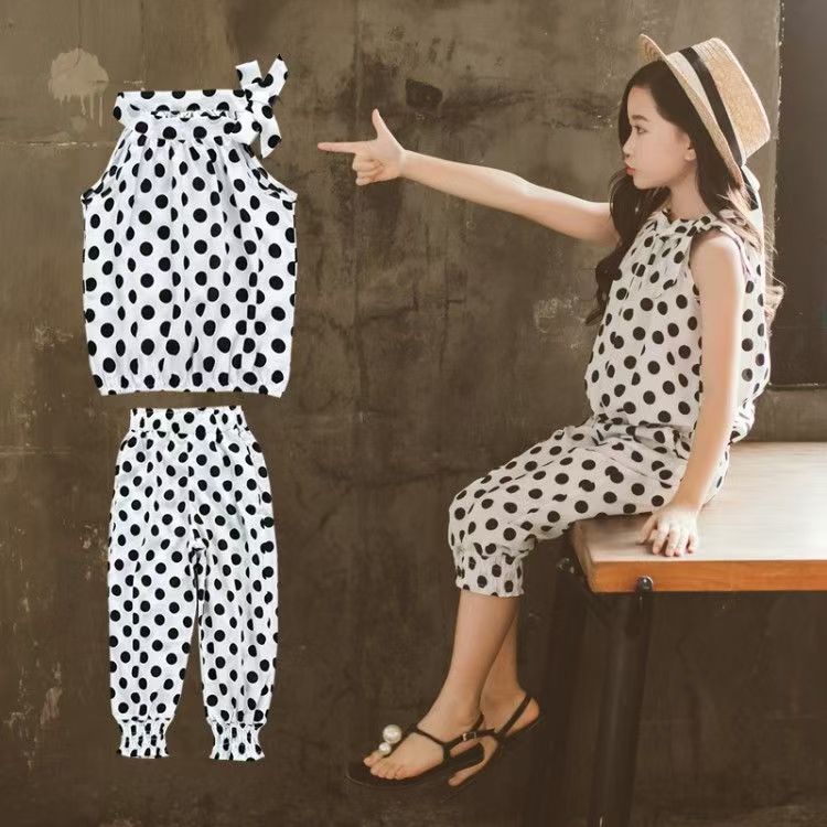 Children's Summer Korean Style Sleeveless Two-piece Set