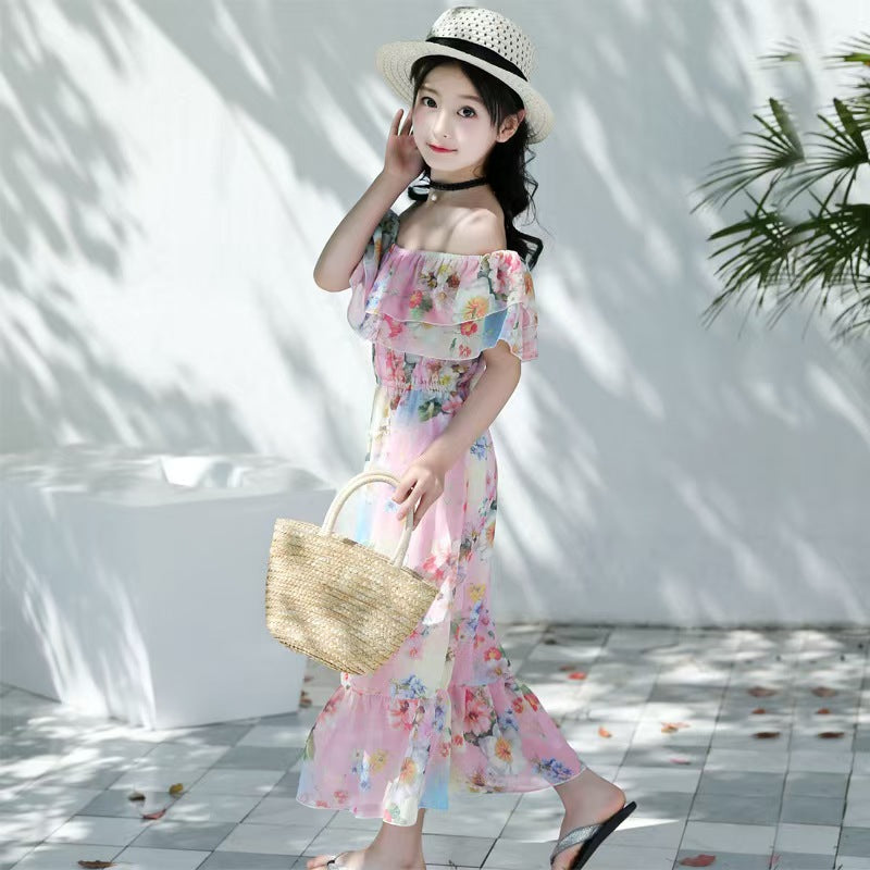 Girls Fashion Print Flower Dress