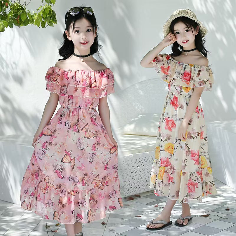Girls Fashion Print Flower Dress