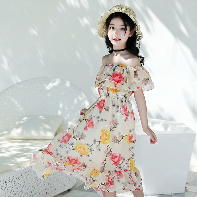 Girls Fashion Print Flower Dress