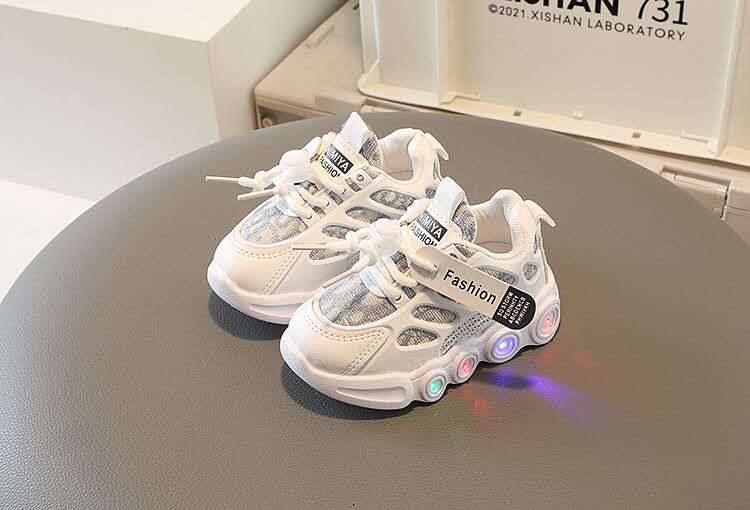 Sneakers Kids Fashion LED Light Shoes Letter Webbing Mesh  Boys Shoes