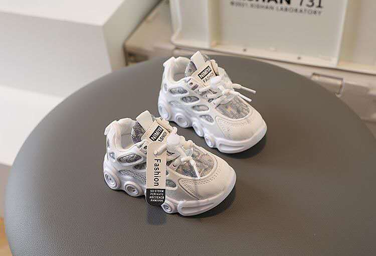 Sneakers Kids Fashion LED Light Shoes Letter Webbing Mesh  Boys Shoes