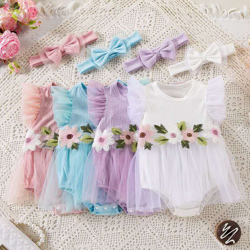 summer European and American style small flying sleeves dress ( Available )