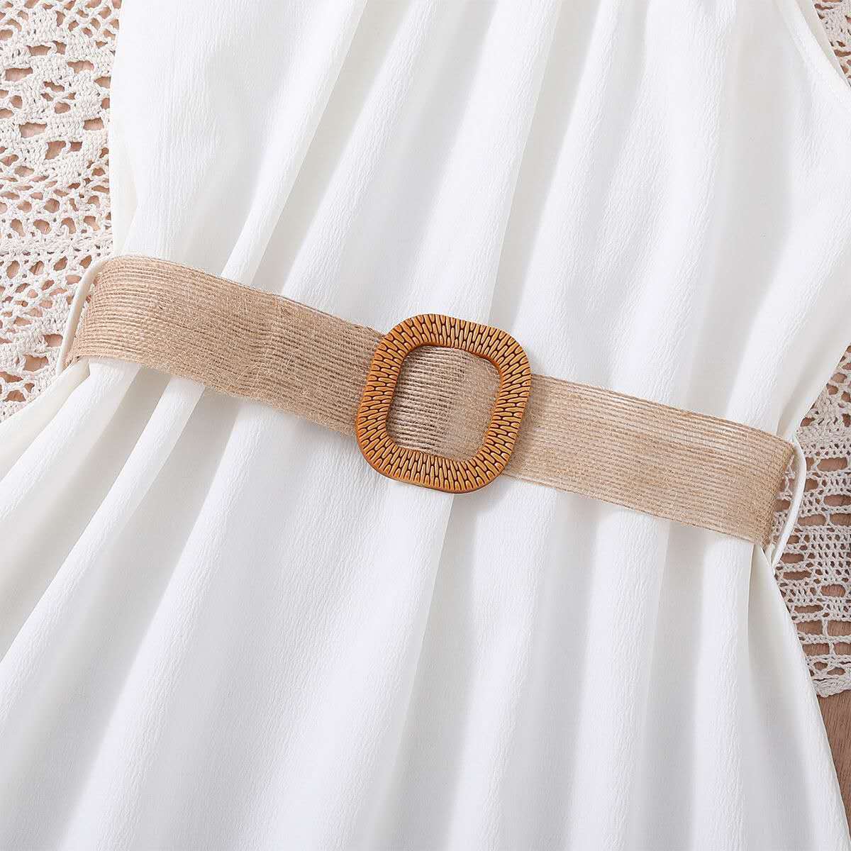 summer new girl's halter dress solid color cute long dress teenage big girls clothes with belt fashion kids clothes (Available )