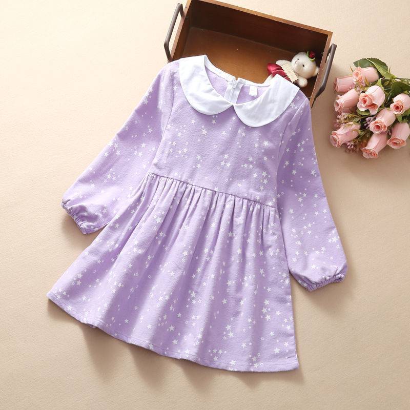 Girls Doll Collar Plaid Princess Dress