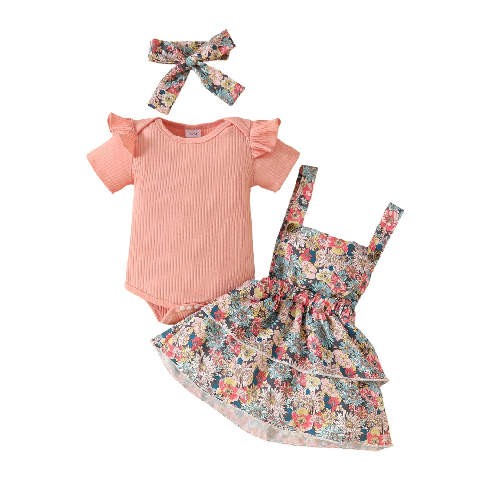 Newborn Short Sleeve Triangle Rompers Suspender Skirt Outfit