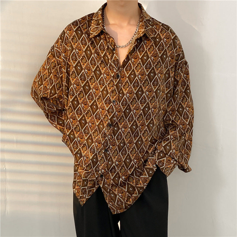 Mens Temperament Fashion Casual Printed Shirt (Available)