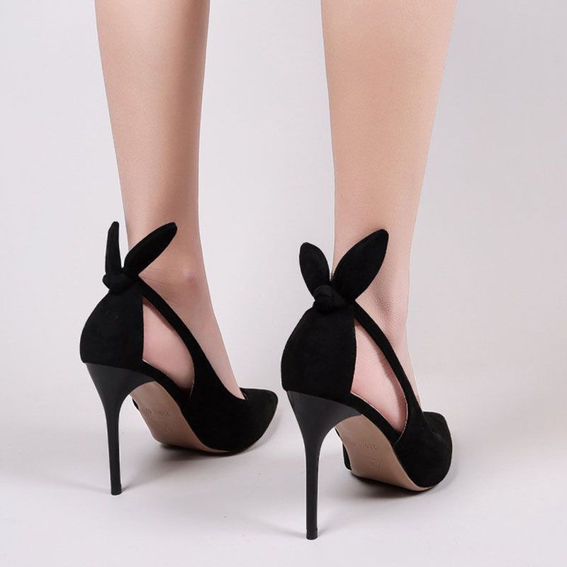 Sandals Women's Rabbit Ears Pumps Stiletto Heel 12cm High Heels